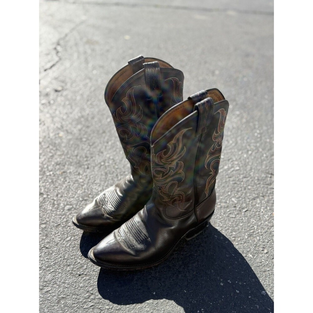 Vintage Tony Lama Western Boots Womens 8 Style 7924 VG, Deep Brown